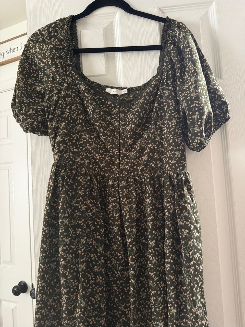 Nordstrom olive green / brown floral dress